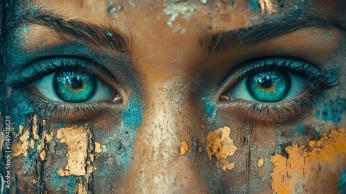 Close-up of a Woman's Eyes with Artistic Makeup