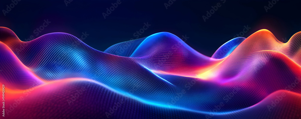 Abstract waves of vibrant colors creating a dynamic digital landscape. Abstract waves of vibrant colors creating a dynamic digital landscape.