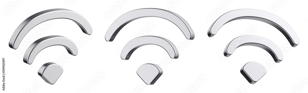 Stylish 3D Metallic Signal Icons – Wireless Connectivity and Reception Symbols Stylish 3D Metallic Signal Icons – Wireless Connectivity and Reception Symbols