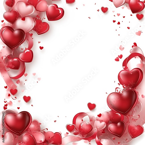 Romantic Heart and Ribbon Frame Design for Valentine s Day or Wedding Presentation