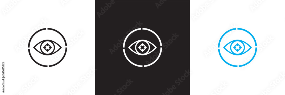 Eye scanner icon or symbol. Vector illustration. isolated on white and black background. EPS 10
Eye scanner icon or symbol. Vector illustration. isolated on white and black background. EPS 10