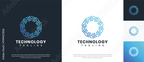 Molecule technology logo design. Technology connection logo template. Technology logo symbol icon photo