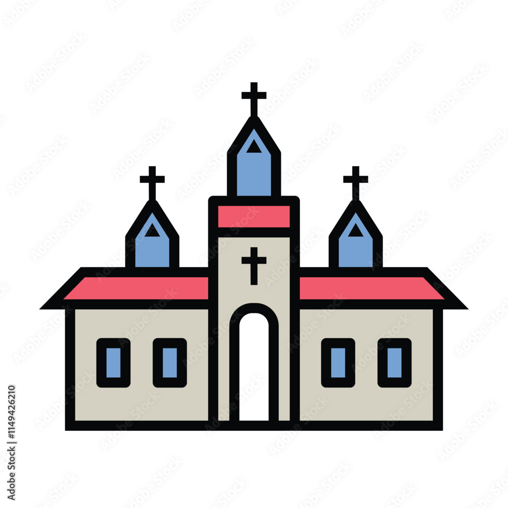 Obraz premium high quality modern church color icon with minimalist design for digital and print projects