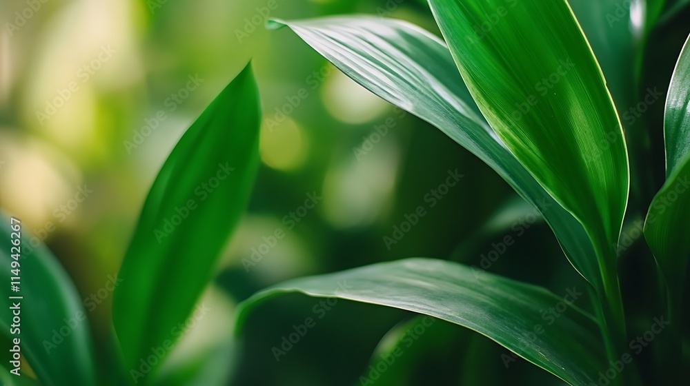Lush Green Leaves with Soft Focus in Natural Garden Environment Lush Green Leaves with Soft Focus in Natural Garden Environment