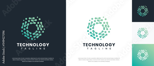 Molecule technology logo design. Technology connection logo template. Technology logo symbol icon