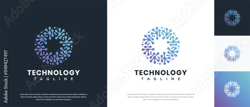 Molecule technology logo design. Technology connection logo template. Technology logo symbol icon