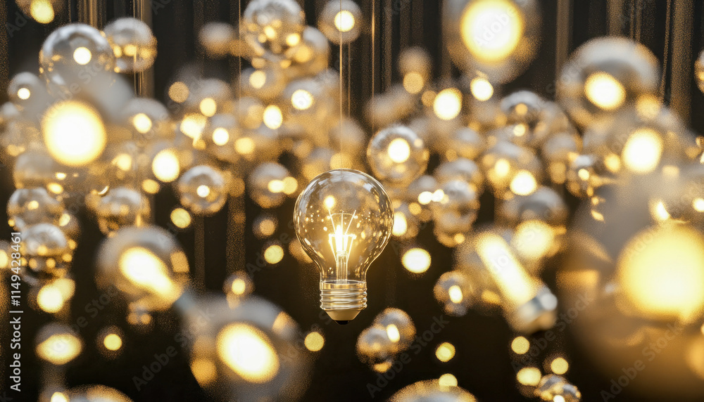 Glowing light bulbs with warm illumination in a dark background Glowing light bulbs with warm illumination in a dark background