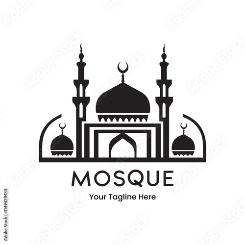 isolated black silhouette of a mosque icon template