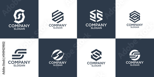 collection set of initial s abstract monogram logo design vector