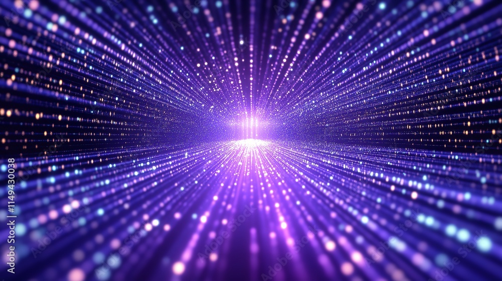 Stream of particles. backdrop of purple with plenty of sparkling particles. Background in information technology. Generative Ai Stream of particles. backdrop of purple with plenty of sparkling particles. Background in information technology. Generative Ai