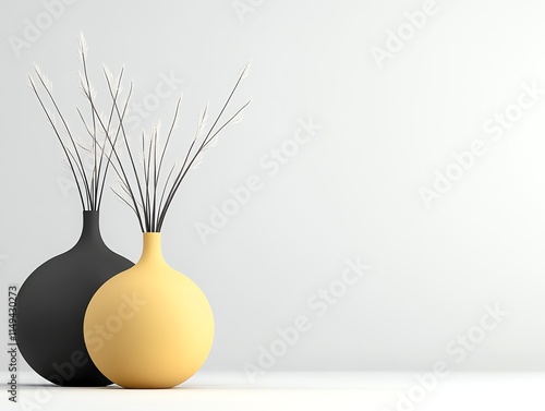 Simple composition of three neutralcolored spheres, balance and minimal design photo