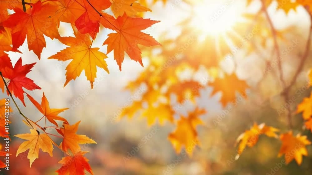 Golden autumn leaves glowing in soft sunlight, creating a warm seasonal and picturesque scene. Golden autumn leaves glowing in soft sunlight, creating a warm seasonal and picturesque scene.