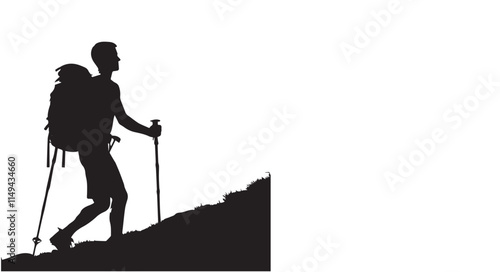 Hiking man Silhouettes. hiker with rucksacks and backpack silhouette.