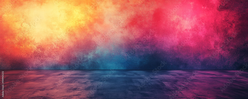 Naklejka premium Empty colorful wall floor studio room background