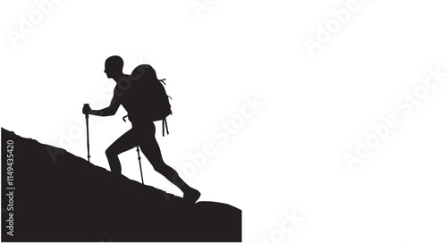 Hiking man Silhouettes. hiker with rucksacks and backpack silhouette.
