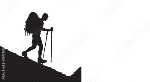 Hiking man Silhouettes. hiker with rucksacks and backpack silhouette.