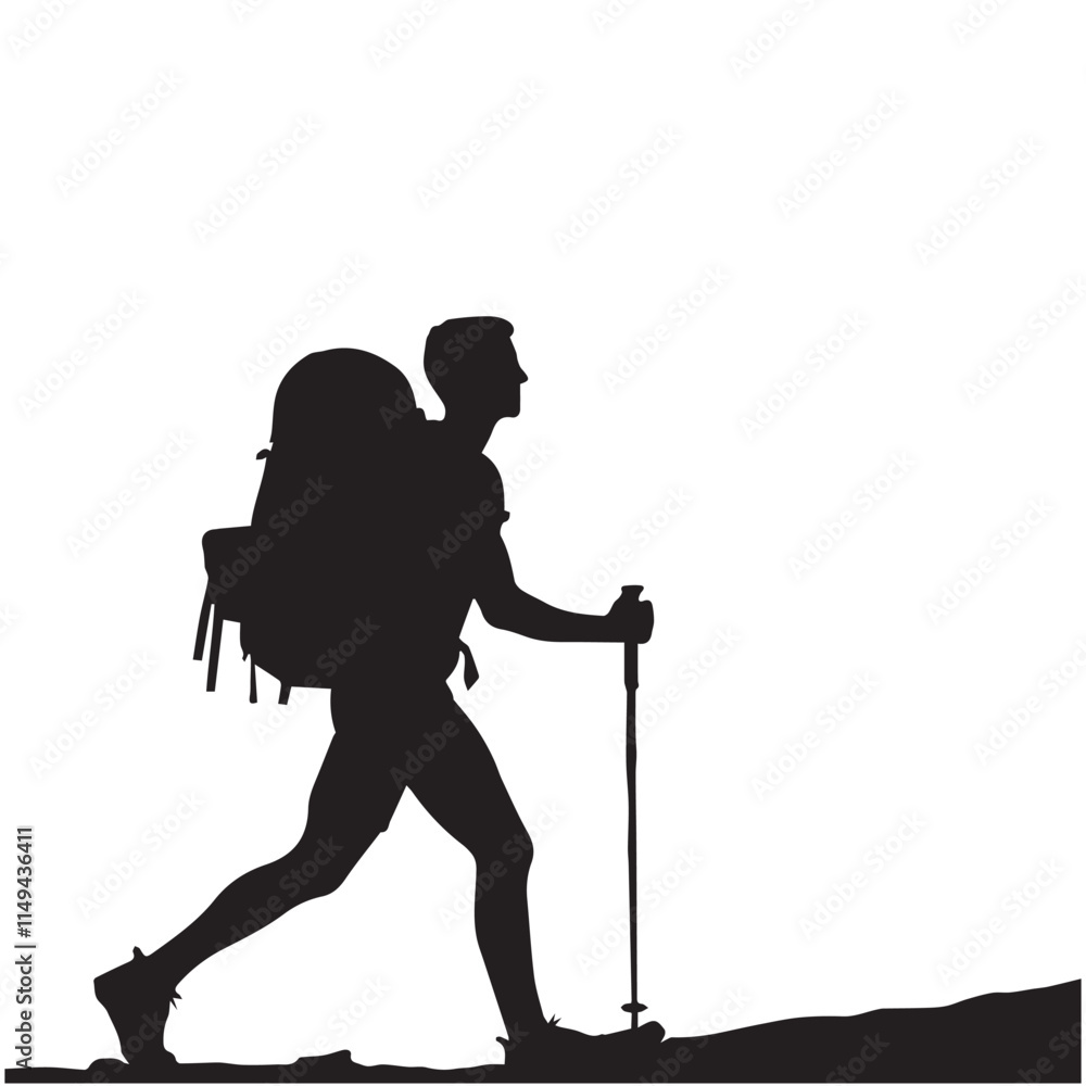 Hiking man Silhouettes. hiker with rucksacks and backpack silhouette. Hiking man Silhouettes. hiker with rucksacks and backpack silhouette.