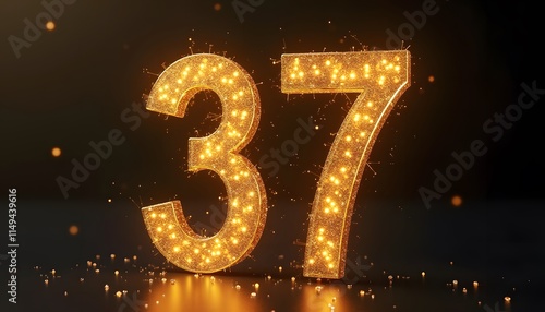 Glowing Golden Number Thirty-Seven: A Sparkling Celebration photo