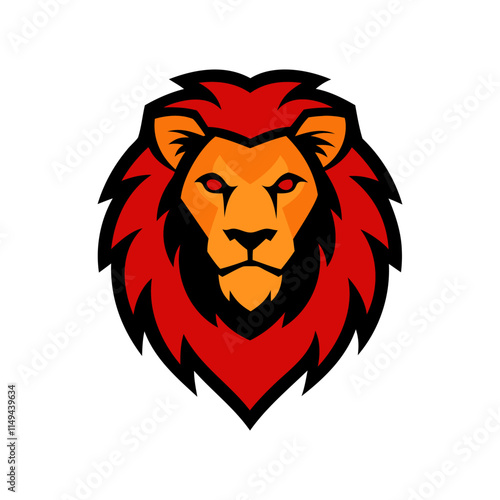 Lion Head Logo Mascot Design on white background photo