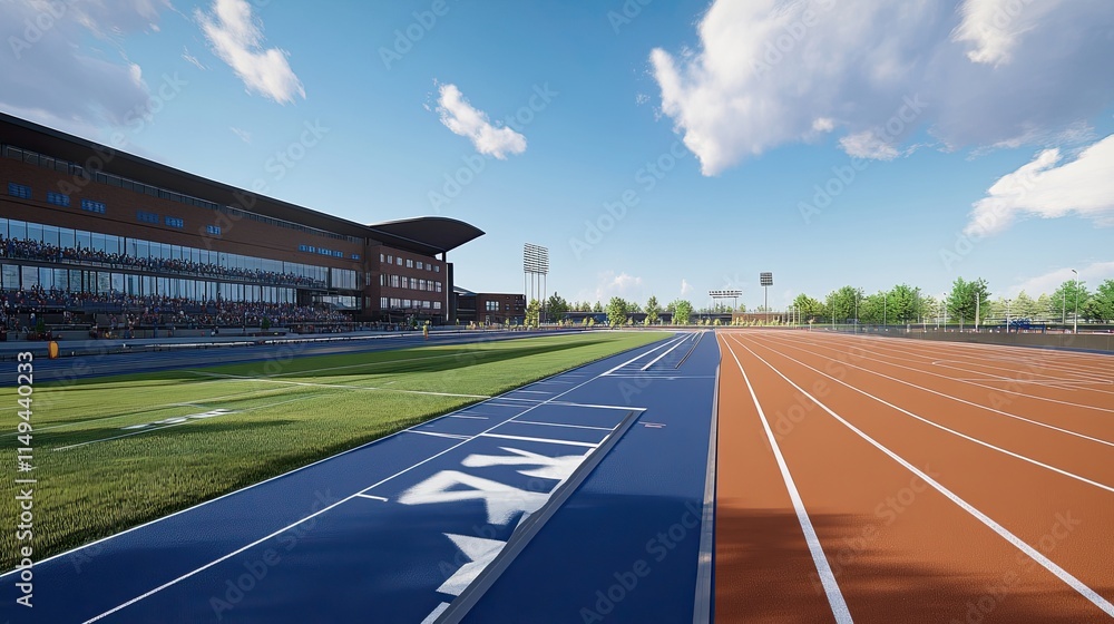 Fototapeta premium Where Champions Are Made: A Panoramic View of the Vibrant Stadium