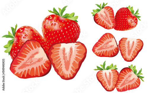 4 types of strawberry illustration designs