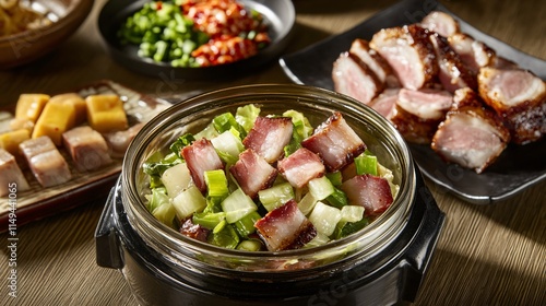 Delicious Braised Pork Belly with Bok Choy and Scallions