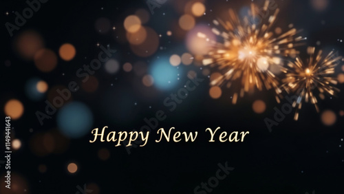 Wallpaper Mural Elegant Golden Happy New Year Celebration Background with Sparkling Fireworks Illustration Torontodigital.ca