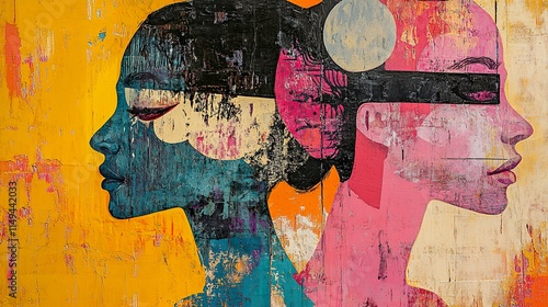 Wallpaper Mural Abstract Female Profiles: A Modern Art Painting Torontodigital.ca