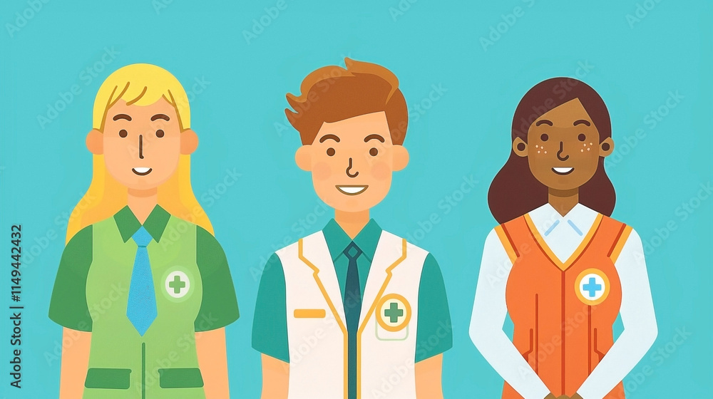 Medical Plus Logo with Diverse Healthcare Team Icon Set Medical Plus Logo with Diverse Healthcare Team Icon Set