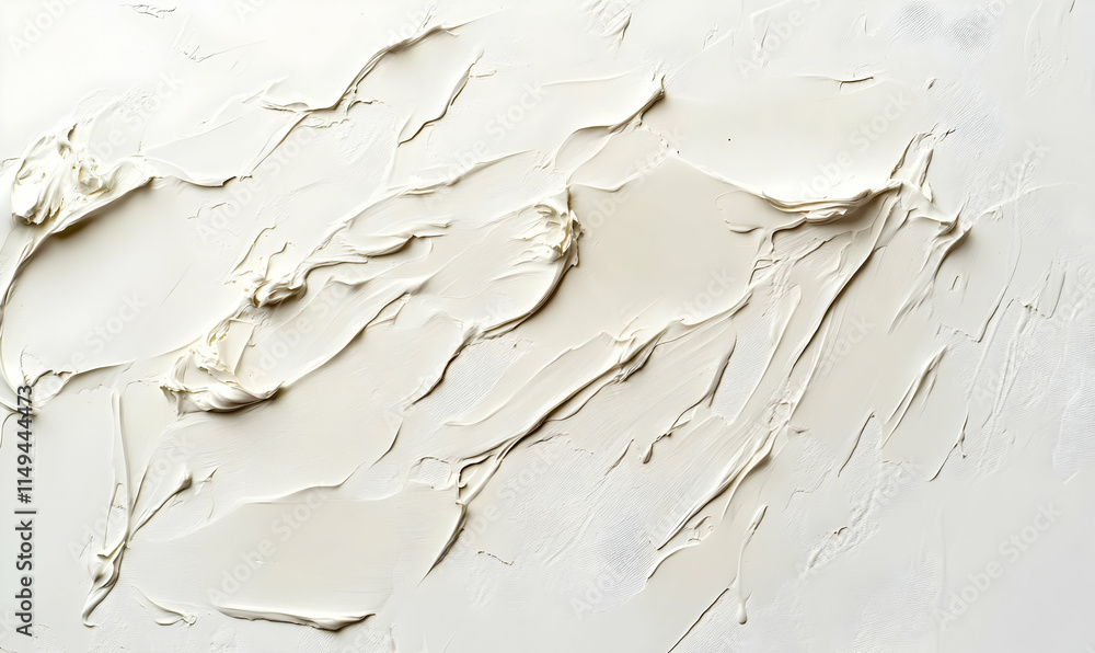 Obraz premium A textured surface of creamy white material, resembling paint or plaster, spread artistically.