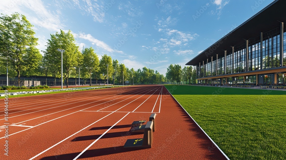 Fototapeta premium Where Champions Are Made: A Panoramic View of the Vibrant Stadium