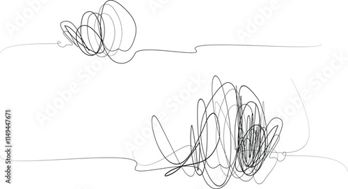 Coal line sketch, Seamless vector of scribble patterns, Ink pen scrawls,  Hand drawing insane tangled scribble clew, Random chaotic lines. random chaotic pen doodle strokes art.eps