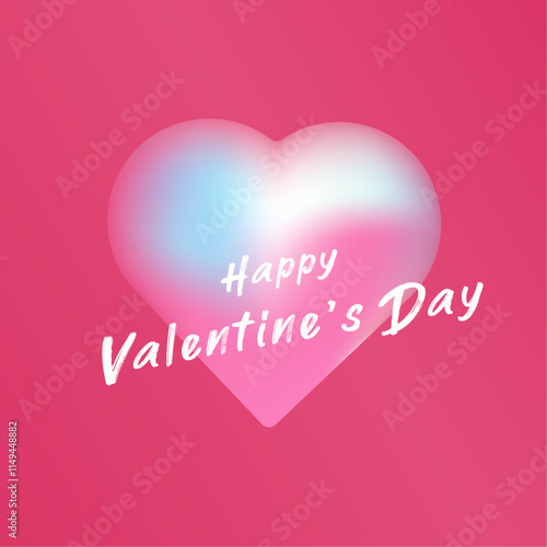 A soft, glowing heart is the central focus, with pastel gradients of pink, blue, and white. with text Happy Valentine Day is prominently displayed in a modern, casual font.