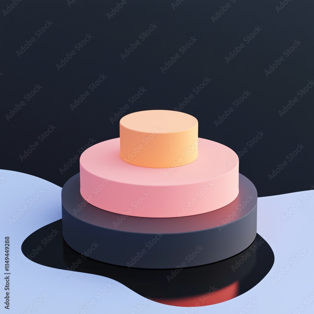 Abstract Scene with Colorful Geometric Shapes on Soft Background Abstract Scene with Colorful Geometric Shapes on Soft Background