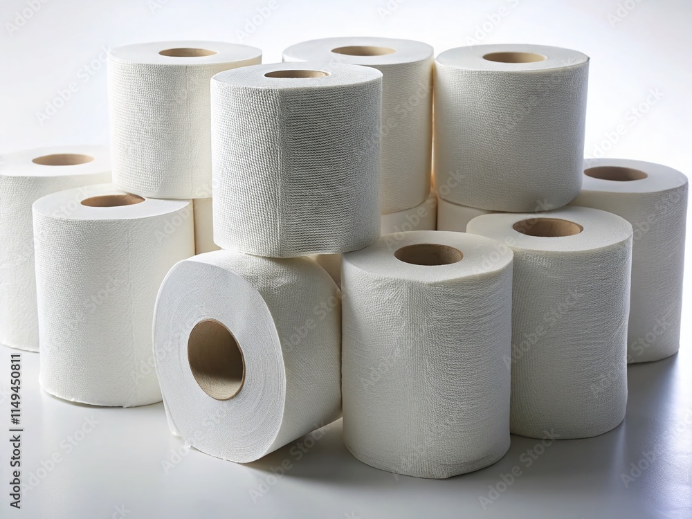 Panoramic Close-up of Soft White Toilet Paper Rolls Panoramic Close-up of Soft White Toilet Paper Rolls