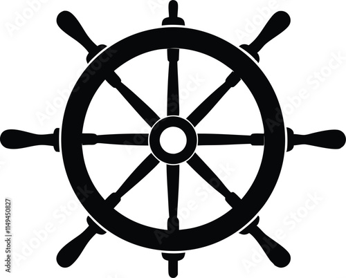 Ship steering silhouette, Steering wheel icon photo