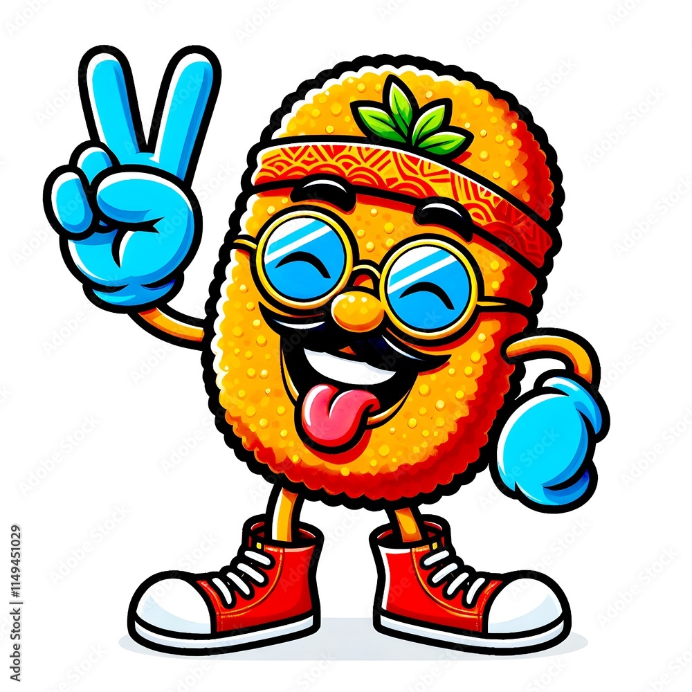 Naklejka premium chicken nuggets character comic