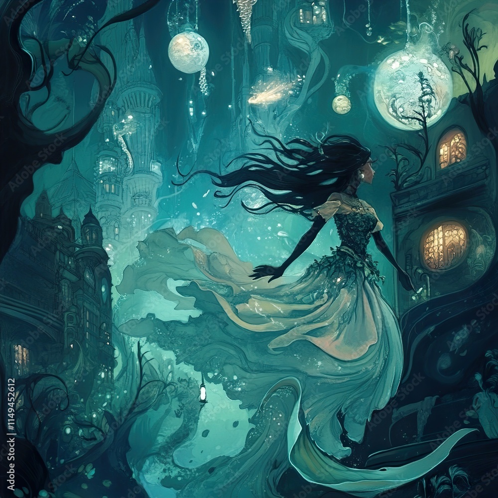 Obraz premium Enchanted Mermaid City: A Dreamlike Fantasy Landscape