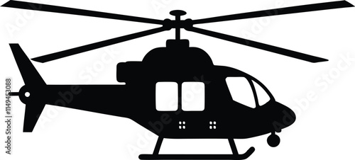 helicopter silhouette vector, copter icon vector illustration 