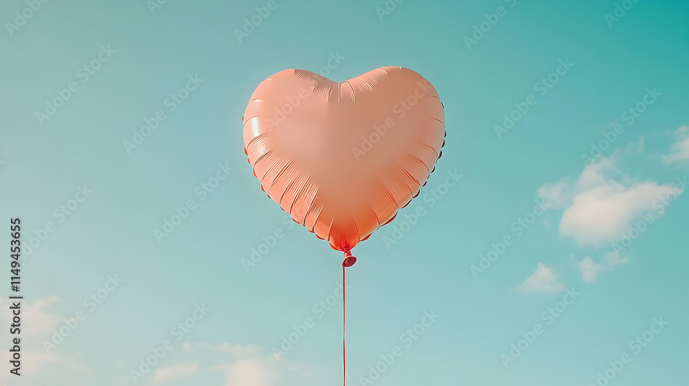 Fototapeta premium Heart-Shaped Balloon Illustration Against a Sky Background