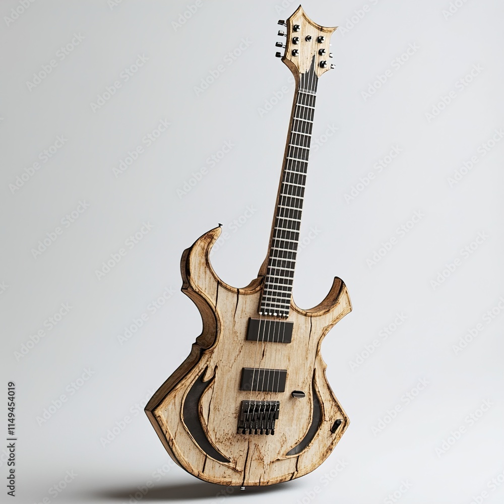Obraz premium Unique Electric Guitar Design: Handcrafted Wooden Instrument