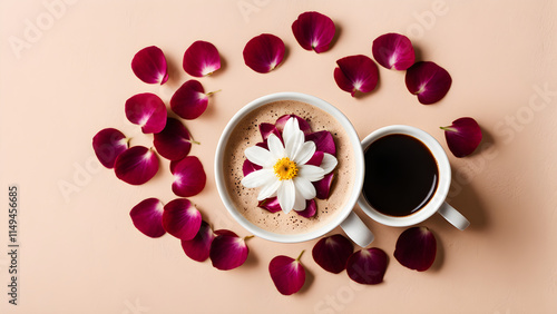 cup of coffee with flowers