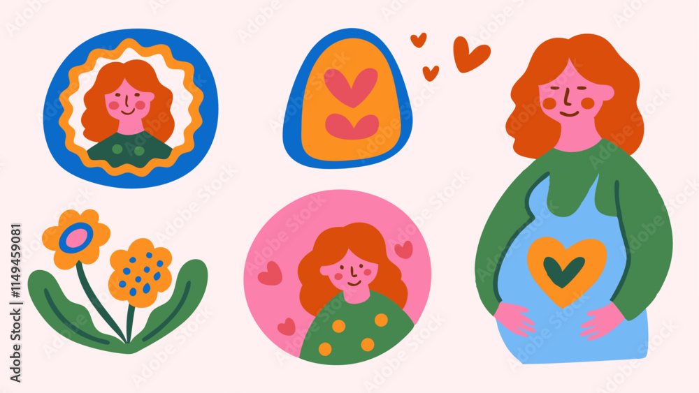 Illustrated Stickers for Motherhood and Family Illustrated Stickers for Motherhood and Family