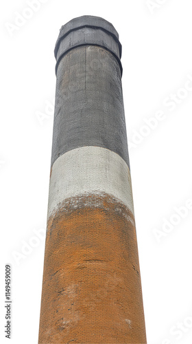 Industrial chimney stack urban environment high angle view transparent background for graphics photo