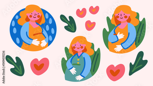 a set of stickers motherhood