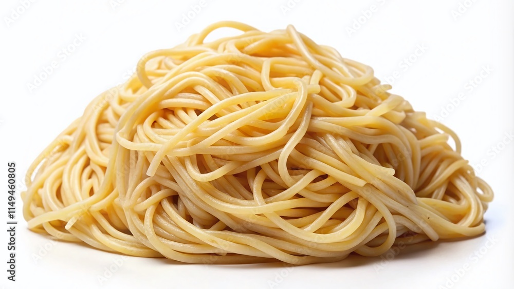 Panoramic Image: Plain Spaghetti Noodles Isolated on White Background Panoramic Image: Plain Spaghetti Noodles Isolated on White Background