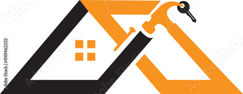  Vector home repair, roofing, painting, construction, handyman, remodeling logo Real estate home logo  Roof repair design