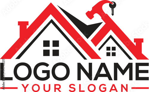  Vector Real estate home logo home repair, roofing, painting, construction, handyman, remodeling logo design