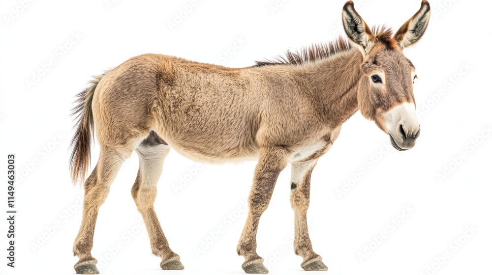 Young Donkey Standing Isolated on White Background Young Donkey Standing Isolated on White Background