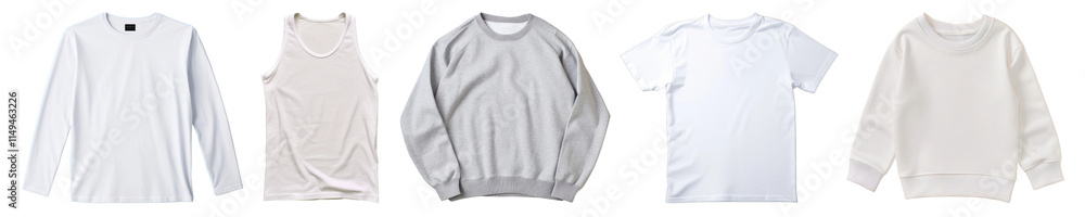 PNG Variety of neutral tops, isolated element set, transparent background PNG Variety of neutral tops, isolated element set, transparent background